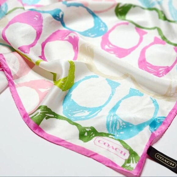 Coach Signature C Oblong 100% Silk Scarf - Picture 1 of 4